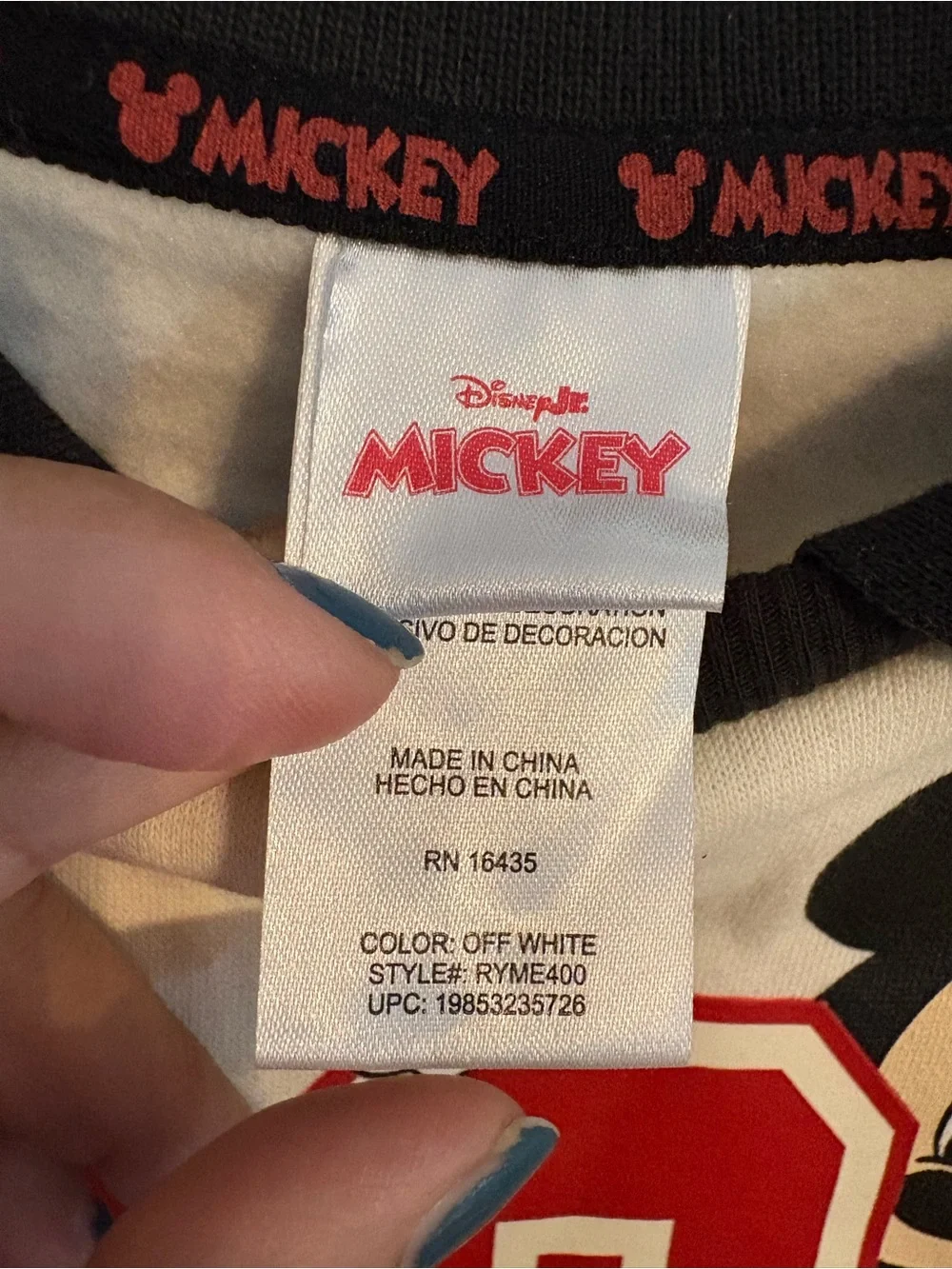 Disney Cream & Black Mickey Mouse '28' Polo long sleeve
